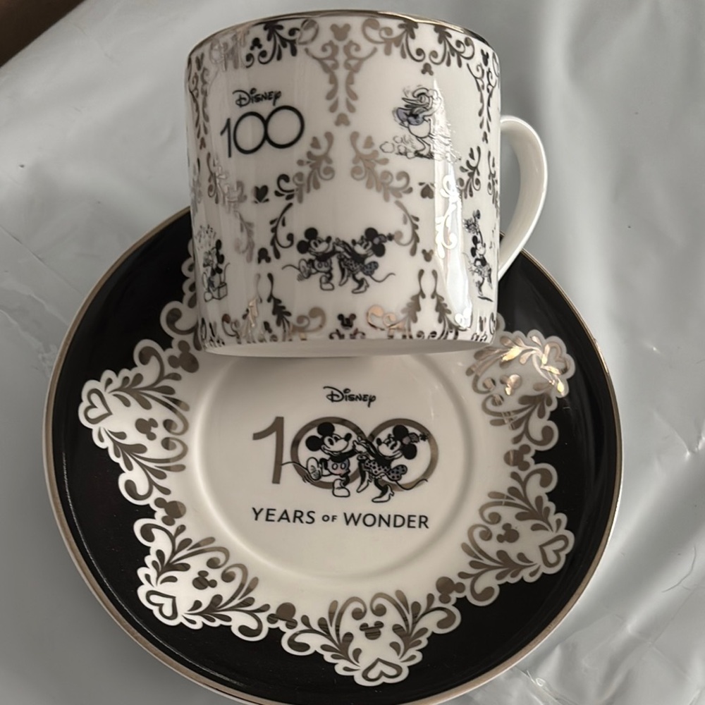 Disney Black and White Commemorative Mug and Plate Set